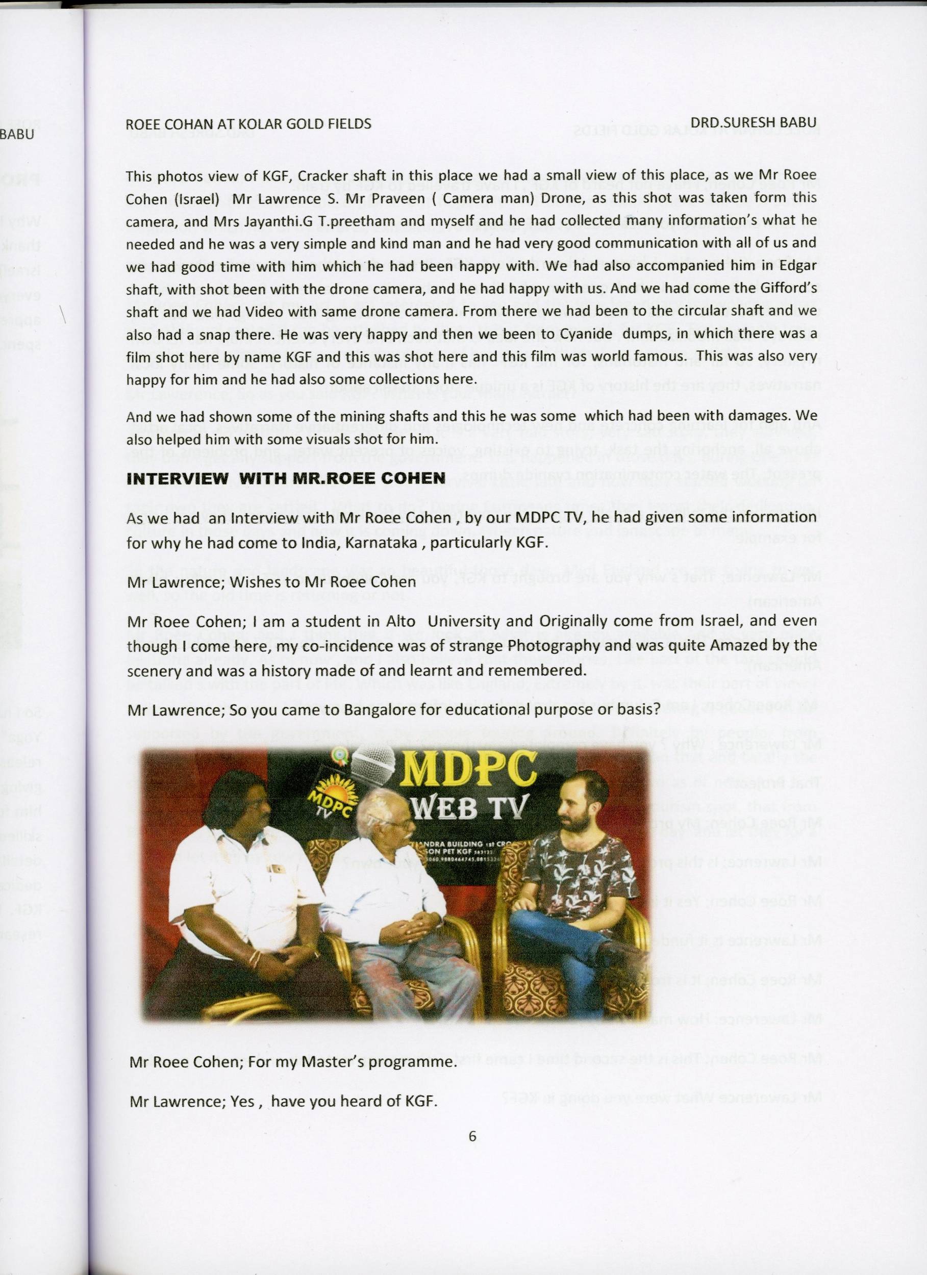 Suresh Babu. Roee Cohen in Kolar Goldfields. 2019